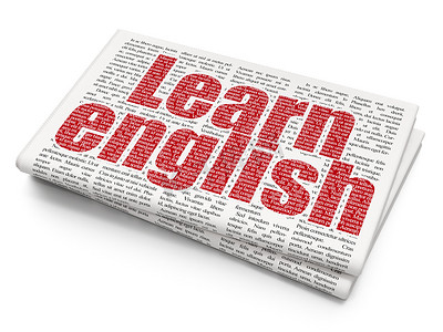 英语培训英语培训摄影照片_学习理念： 在报纸背景下学习英语