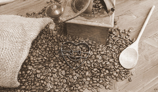 中美合作所摄影照片_一袋咖啡豆。