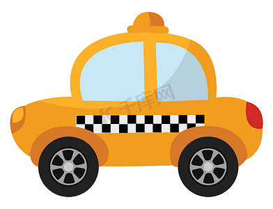 黄色出租车，插图，白色背景上的矢量