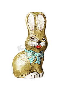 巧克力复活节兔子隔离在白色