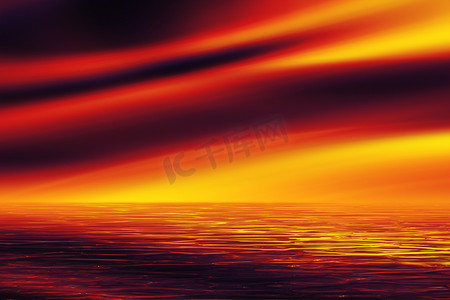 海上的红色夕阳
