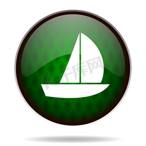 游艇图标摄影照片_游艇绿色互联网图标