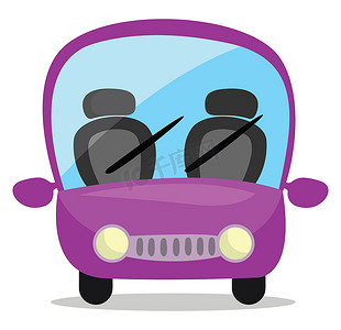 紫色汽车，插图，白色背景上的矢量
