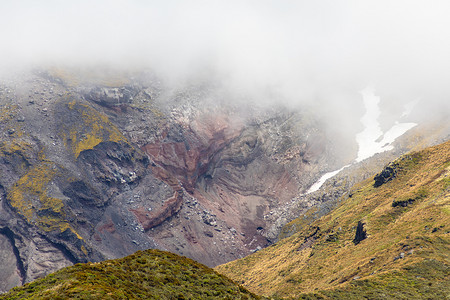 细节火山塔拉纳基山，新西兰