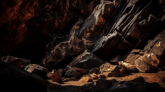 棕色和黑色岩层