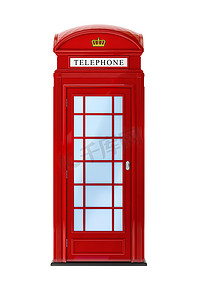 在白色隔绝的一个典型的伦敦电话亭