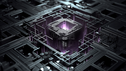 芯片半导体背景图片_黑紫色科技主板芯片