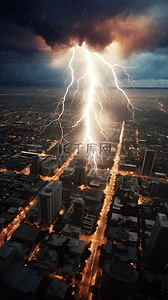 闪电风格背景图片_城市世界末日风格雷电闪电打雷