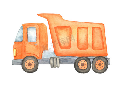 自卸车，卡通风格的矿用自卸车。