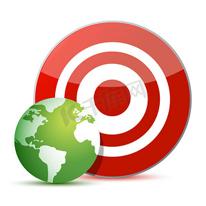 红色靶心摄影照片_白色的红色目标绿色地球插画设计