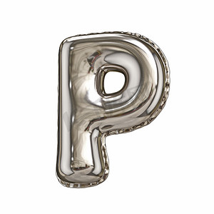 银箔气球字体字母 P 3D