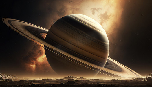 行星宇宙星球摄影照片_从另一个星球看土星