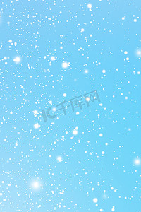 寒假和冬季背景，白雪落在蓝色背景上，雪花散景和降雪颗粒作为圣诞节和下雪假期设计的抽象雪景