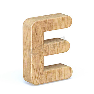 圆形木质字体字母 E 3D