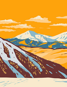 冬季基斯通滑雪胜地位于科罗拉多州基斯通 WPA 海报艺术