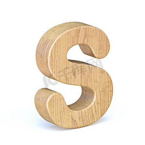 圆形木质字体字母 S 3D