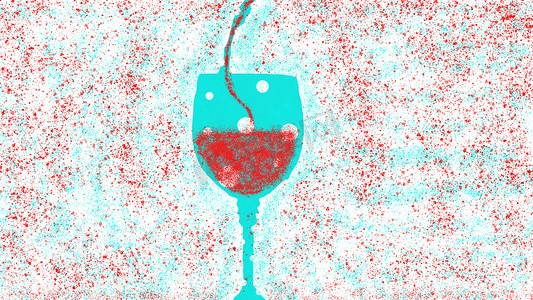 彩色矢量装饰摄影照片_一杯酒的玻璃插图，彩色矢量创意图像，设计师玻璃杯