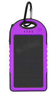 带太阳能电池板的移动电源 - 紫色
