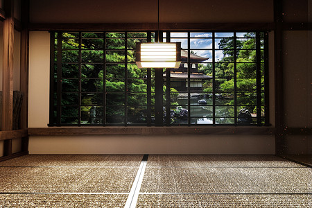 日本酒店摄影照片_日式空房间榻榻米设计最美。 