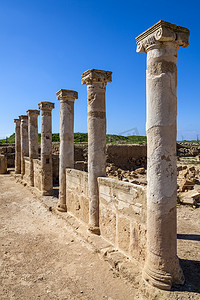 塞浦路斯帕福斯古罗马圆柱建筑废墟