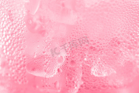 水滴苏打冰烘焙背景清新凉爽的冰粉色质地，选择性聚焦