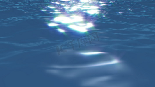 透明水波纹摄影照片_蓝色水波纹，阳光反射
