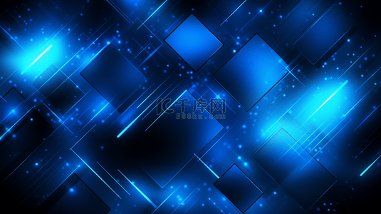 蓝色科技感背景图片_蓝色科技感发光立体几何背景