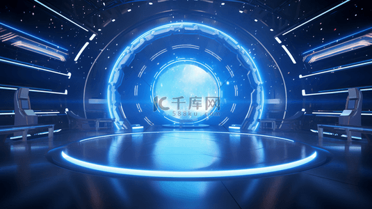 圆环科技圆环背景图片_蓝色圆环科技舞台底纹背景