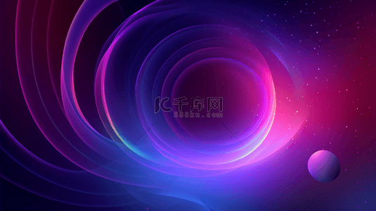 蓝紫色抽象曲线和圆背景