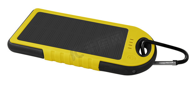 带太阳能电池板的移动电源 - 黄色