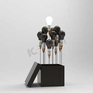 在框外绘制想法铅笔和灯泡概念作为 cr