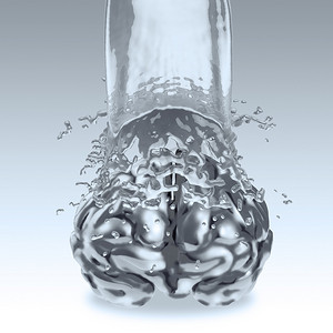 3d 液态金属飞溅在大脑上作为概念