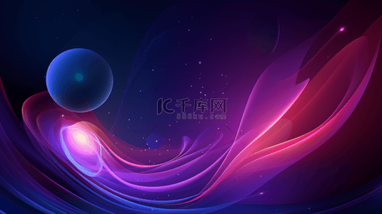 紫色背景图片_蓝紫色抽象曲线和圆背景