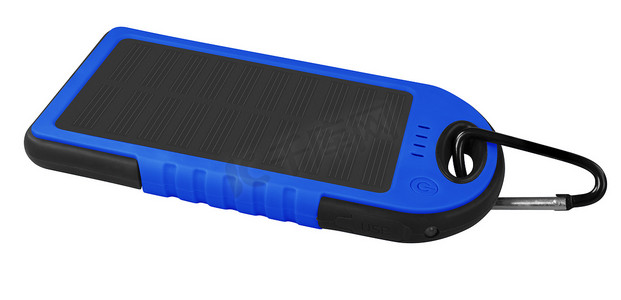 带太阳能电池板的移动电源 - 蓝色