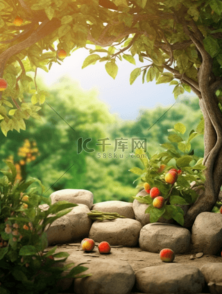 水果背景图片_电商空景镜头背景果园果树背景