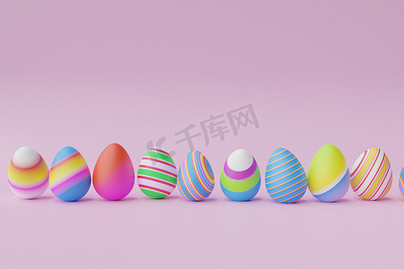 复活节那天的彩色复活节彩蛋背景 - 图片