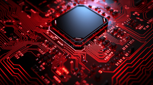 红色科技电子主板芯片背景