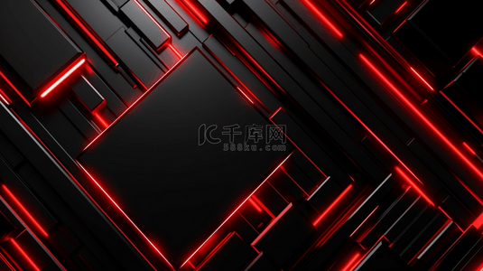 矩形立体背景图片_暗红色立体几何光效背景