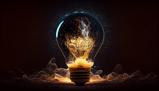 发光灯泡寓意点燃创新智慧