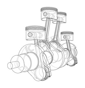 有活塞概述的引擎曲轴