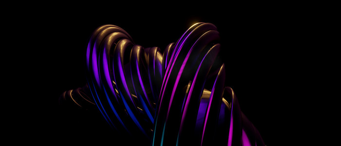 炫酷蓝紫色摄影照片_惊人的抽象流赛博朋克蓝紫色横幅背景壁纸 3D 插图