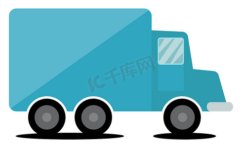 蓝色卡车，插图，白色背景上的矢量