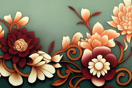 美丽的花朵图案边框元素2d风格