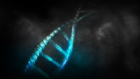 DNA 双螺旋模型片段，3D 渲染。