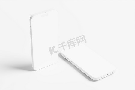 Phone 14 Pro Max Clay 3D 渲染白色空白样机