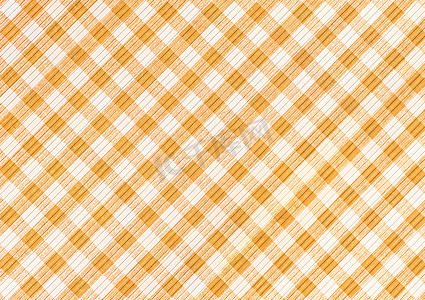 橙色和白色抽象方格图案背景、野餐格子桌布、方形织物质地