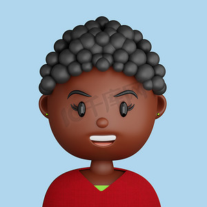 漂亮黑人女性的 3D 卡通头像