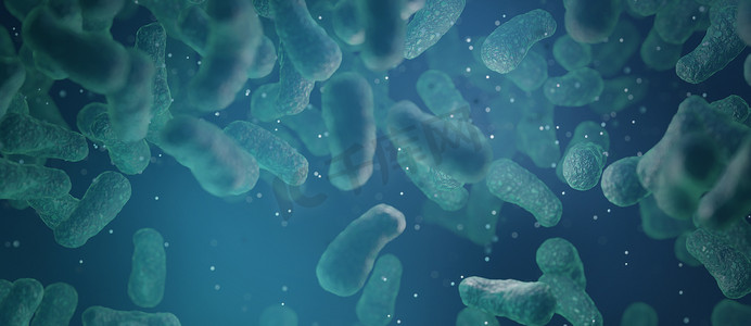 3d 显微蓝色细菌 3D 渲染的特写