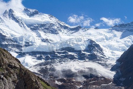 蓝色、梦幻摄影照片_喜马拉雅山的冰、雪和岩石