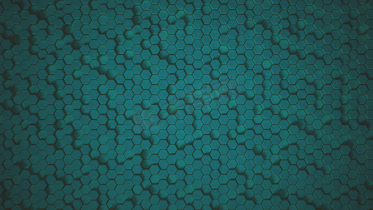 抽象六边形绿色几何表面环 5 黑色：深午夜黑色的深色最小六边形网格图案动画。